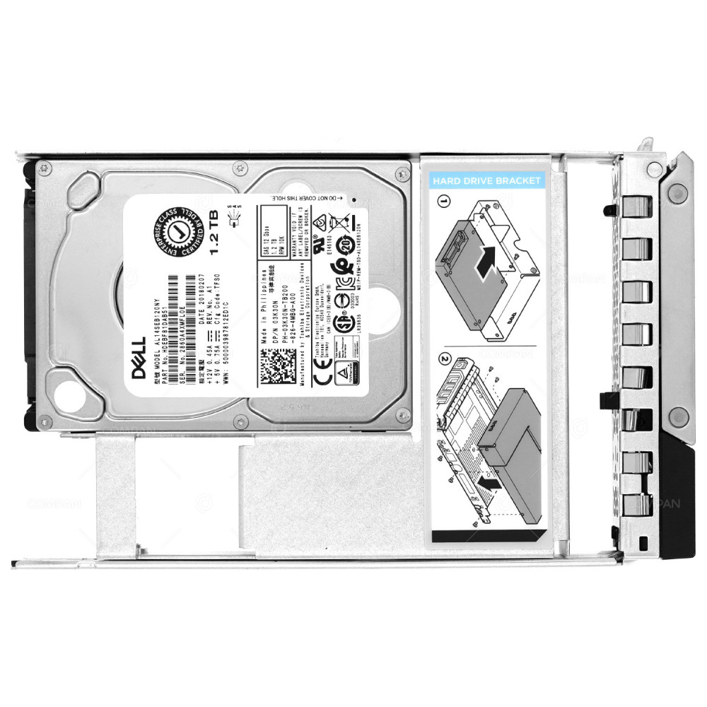 3K30N-G14 LFF DELL HARD DRIVE 1.2TB 10K 12G SAS 2.5 SFF IN 3.5 HOT-SWAP 03K30N, AL14SEB120NY